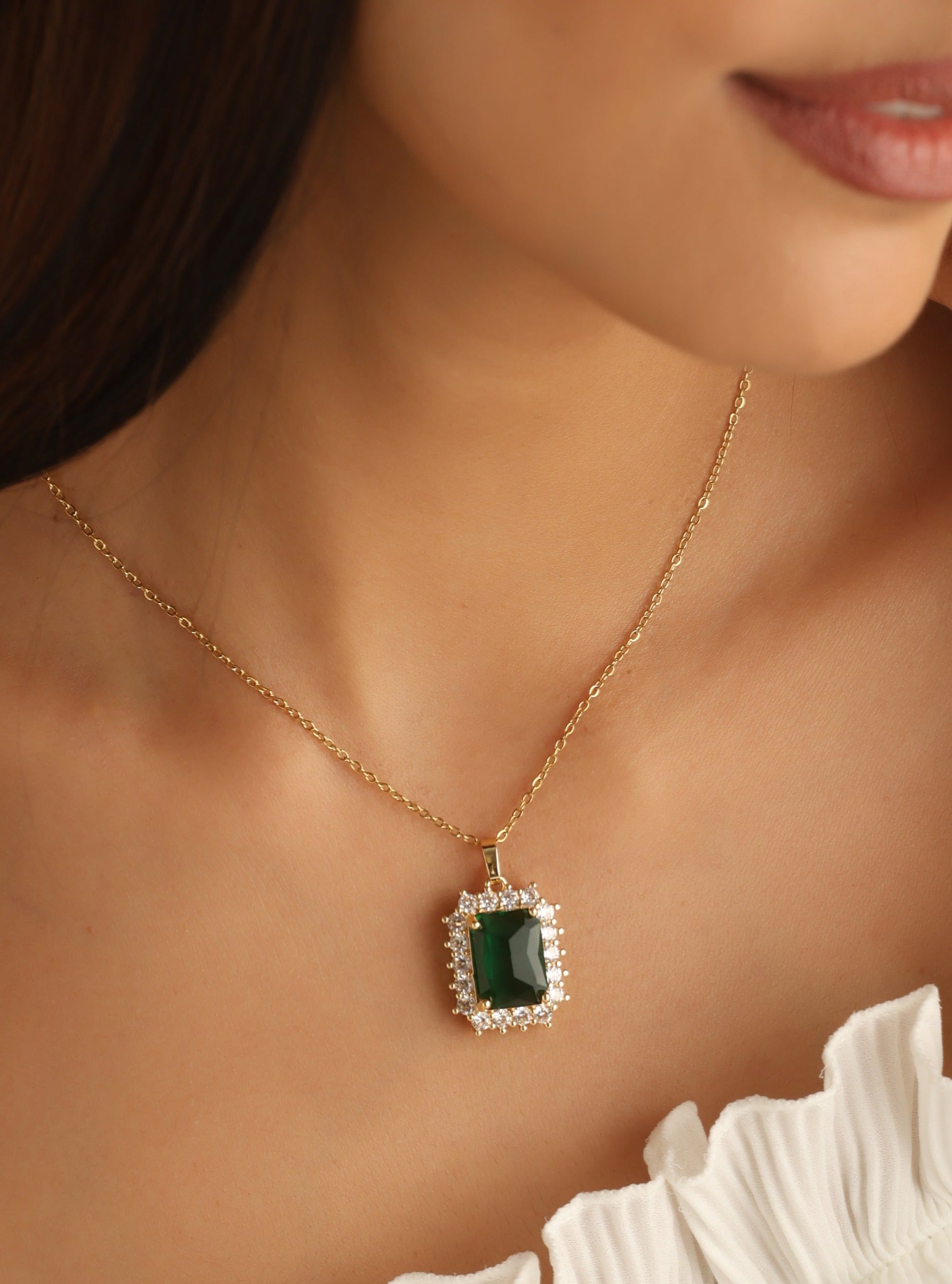 Necklace with on sale emerald pendant