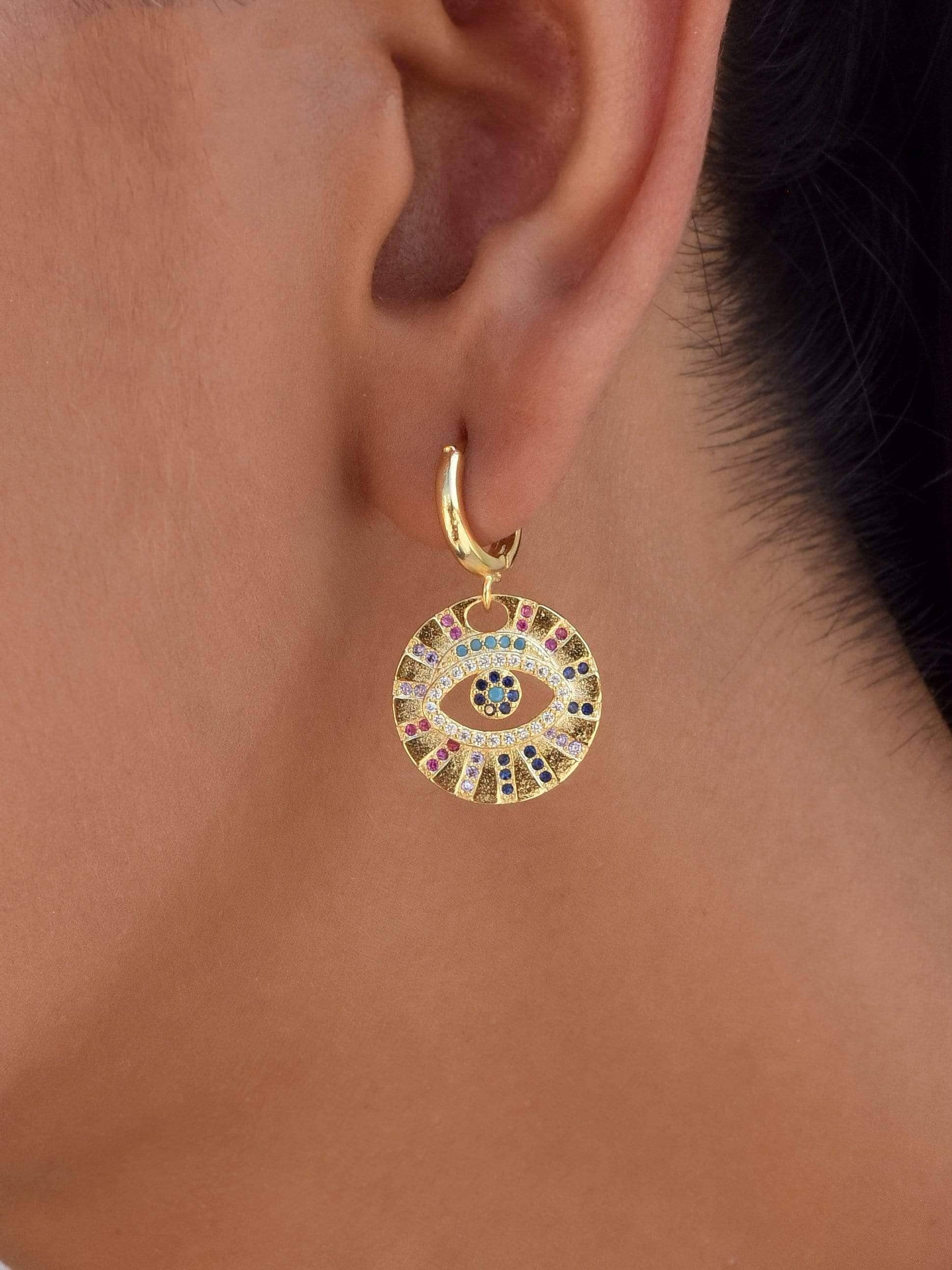 Evil Eye Medallion Earring