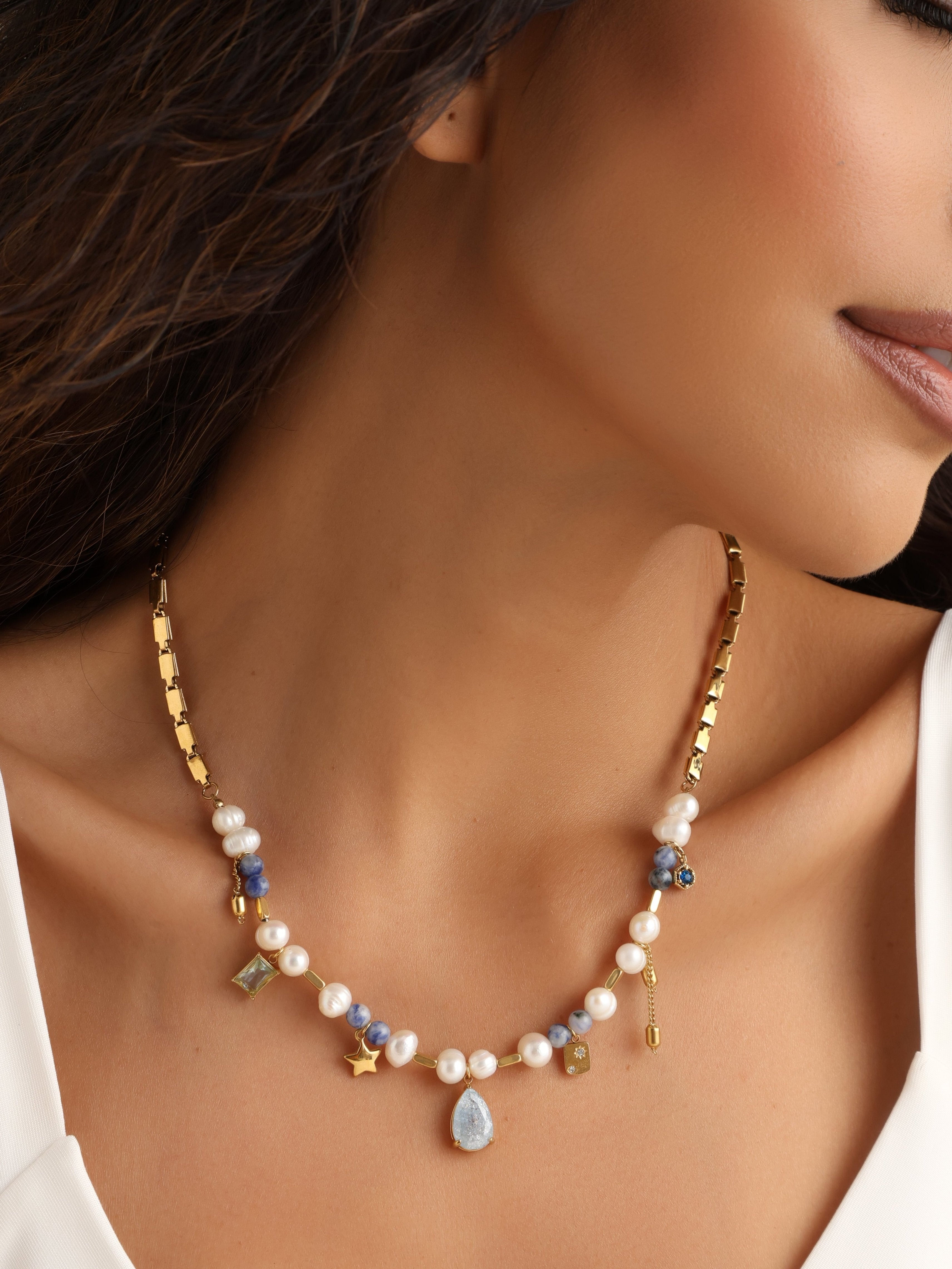 Blue Ocean Fresh Water Pearl Necklace