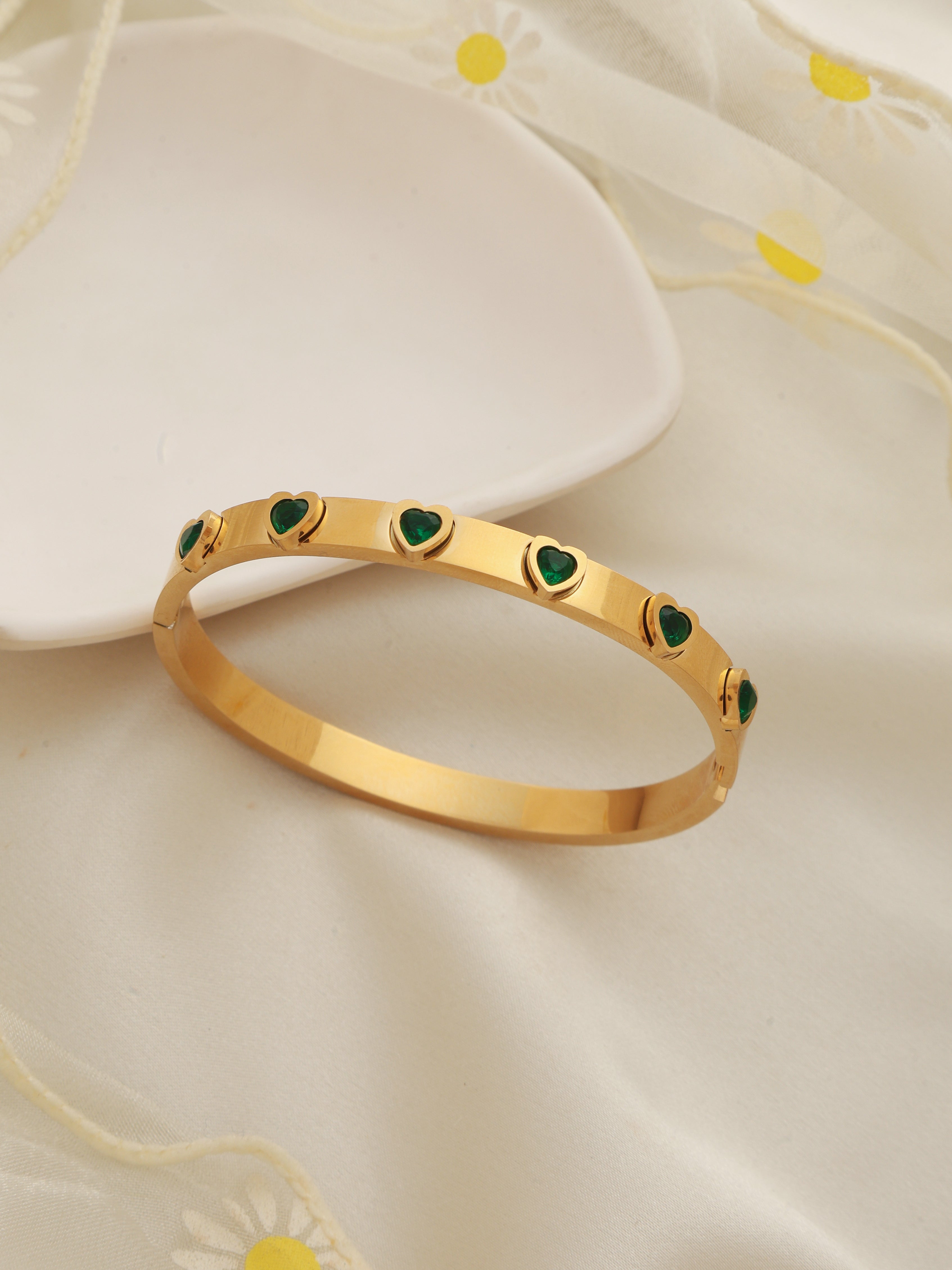 Emerald Hearts Waterproof Bangle