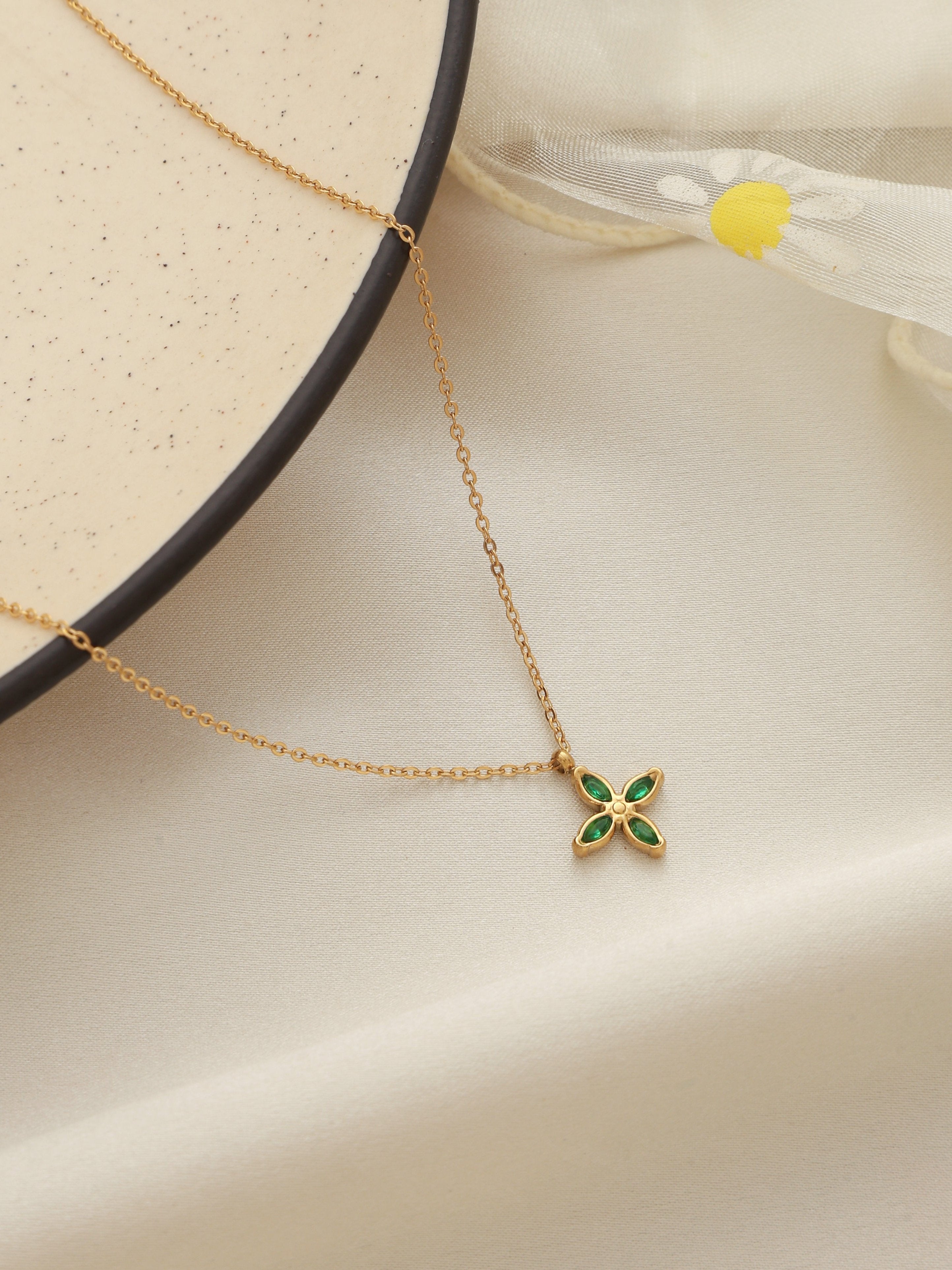 Four Leaf Clover Necklace-Green