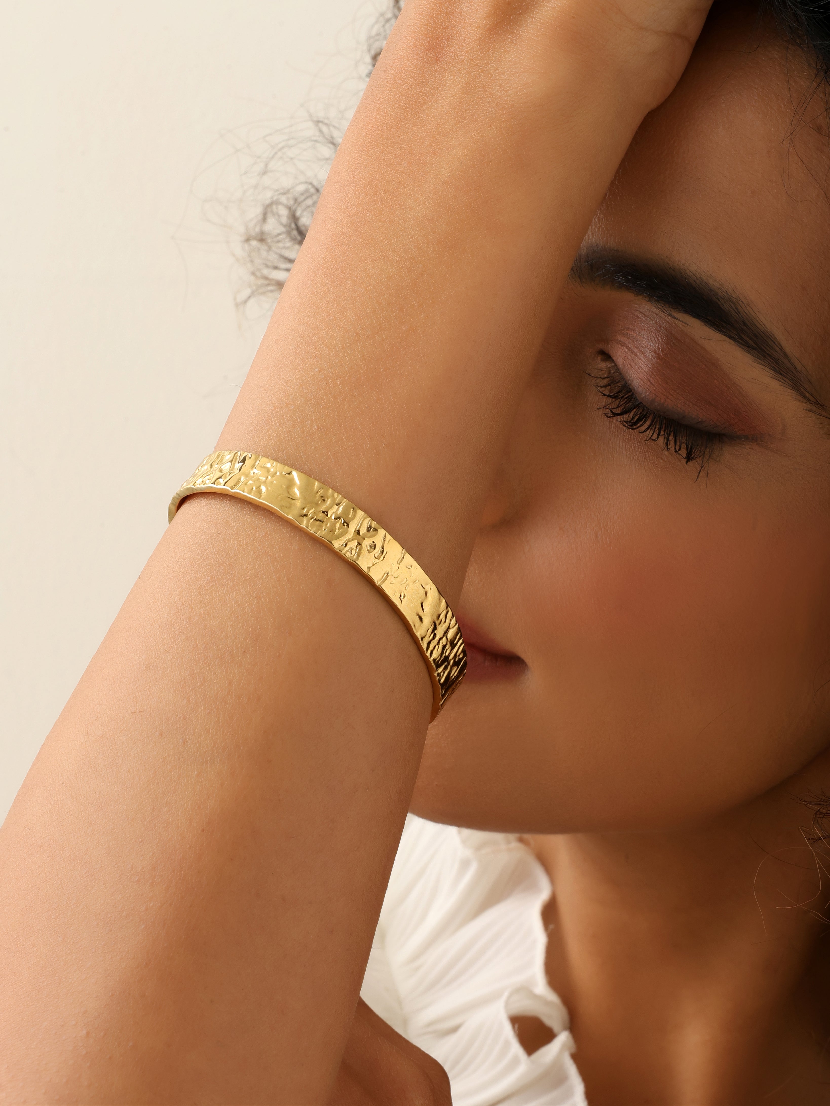 Hammered Gold Cuff Bangle