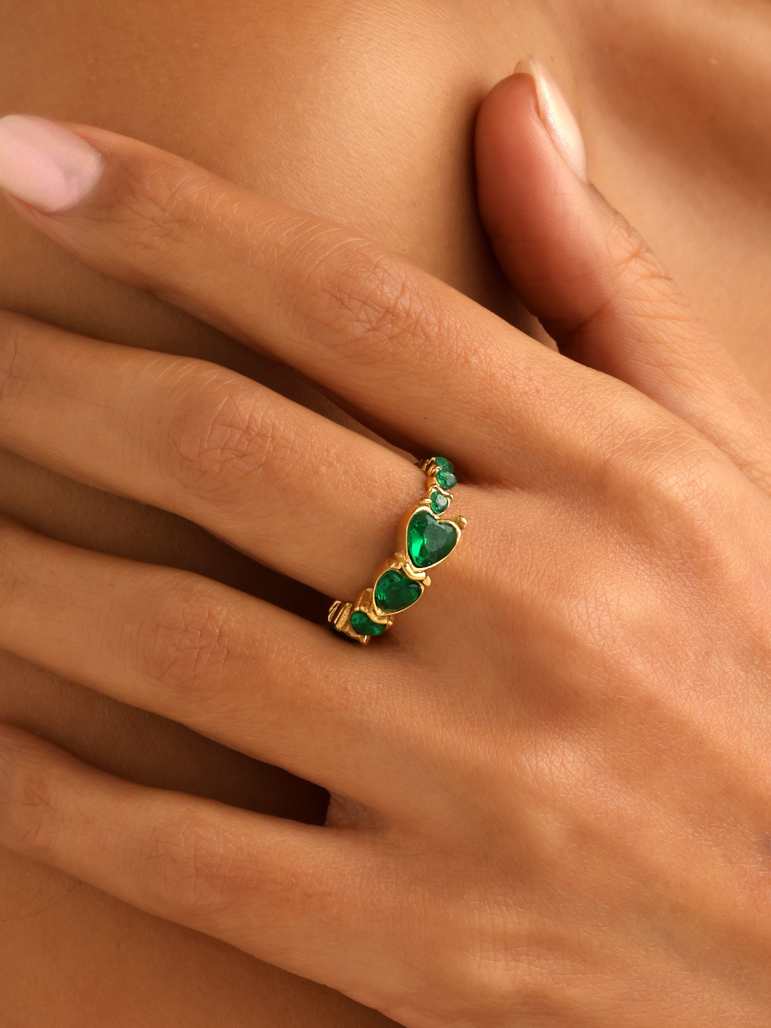 Solitaire Heart Ring-Green