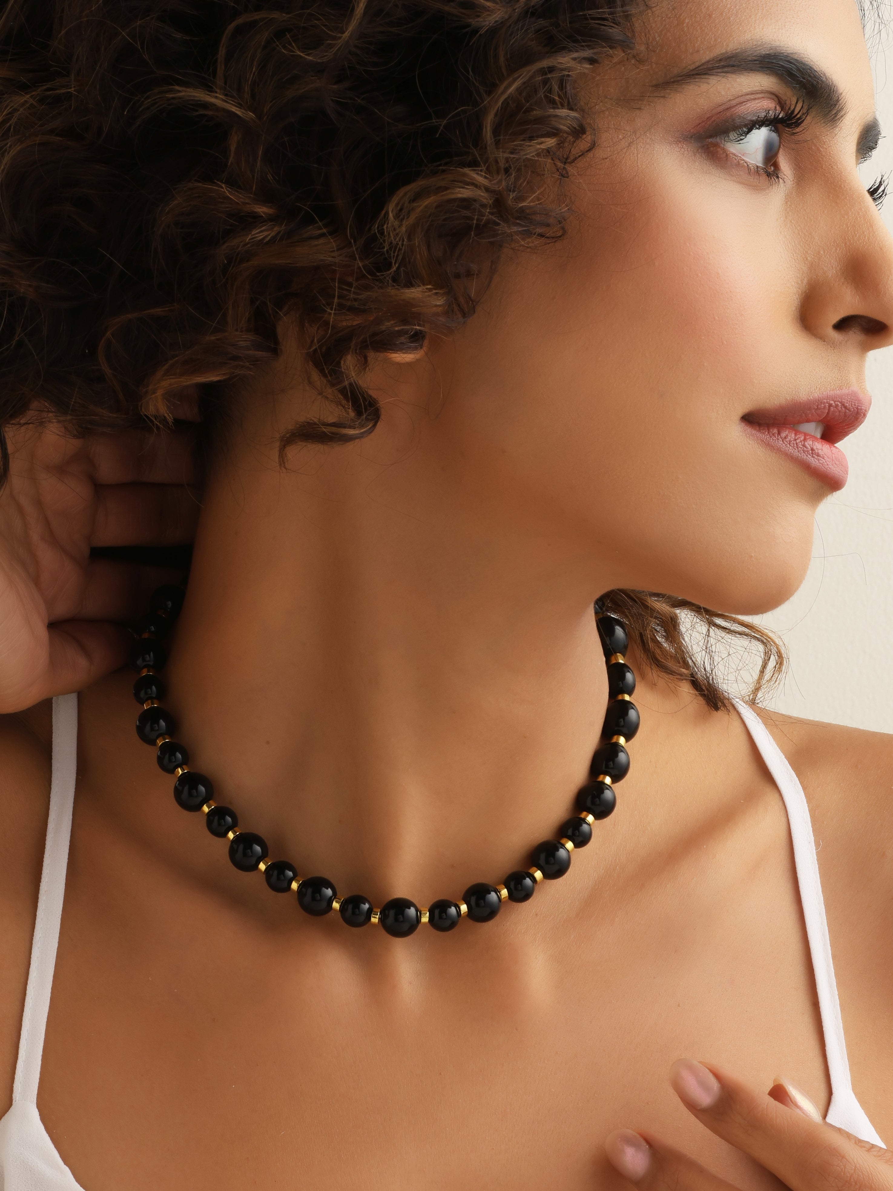 Titanium Steel Black Onyx Necklace