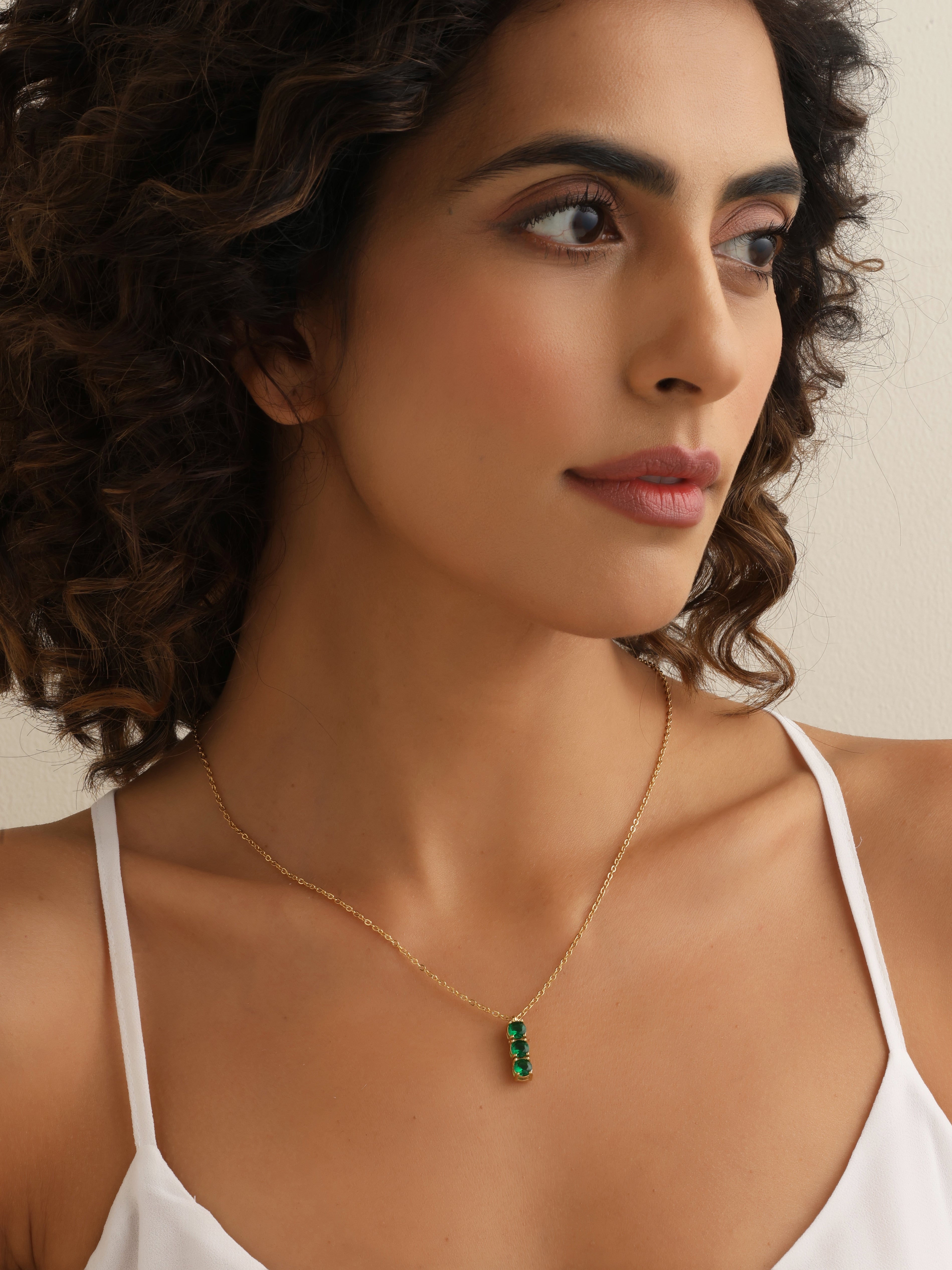 Minimalist Emerald Necklace