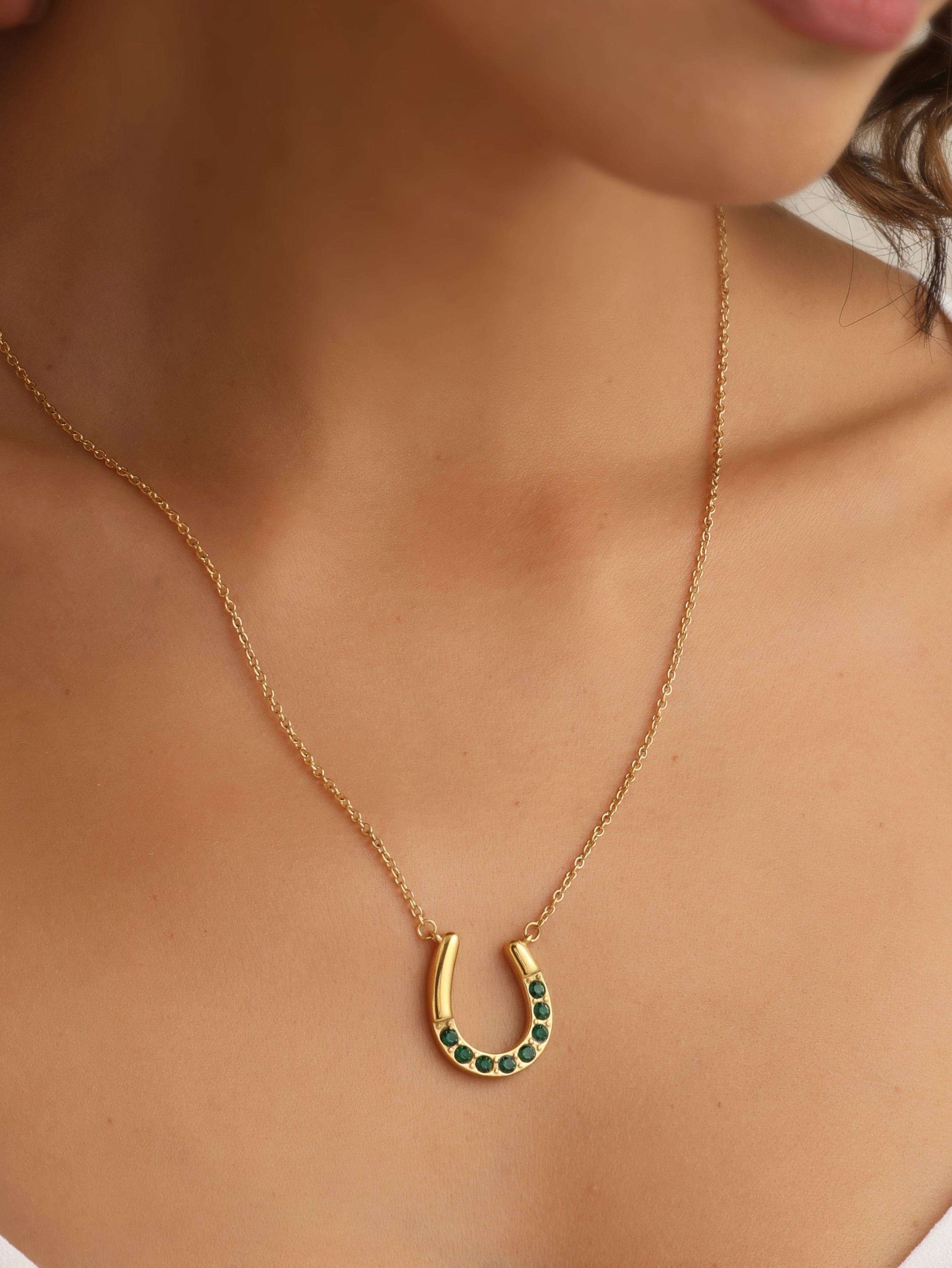 Emerald Horse Shoe Necklace