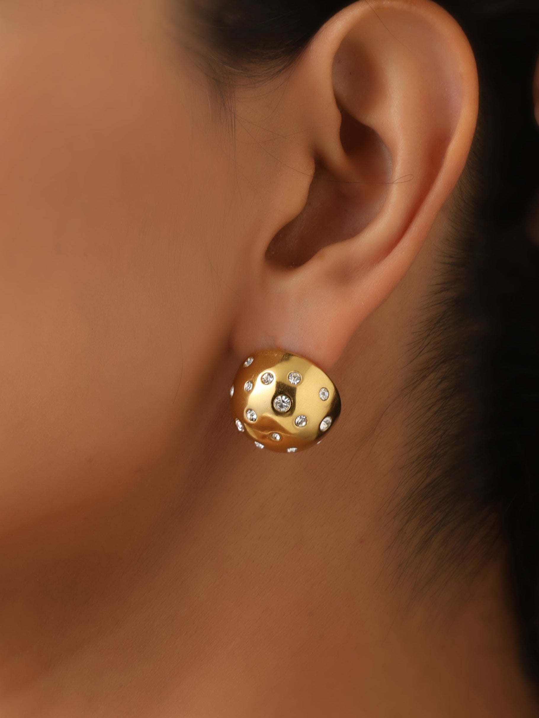 Gold Button Studs