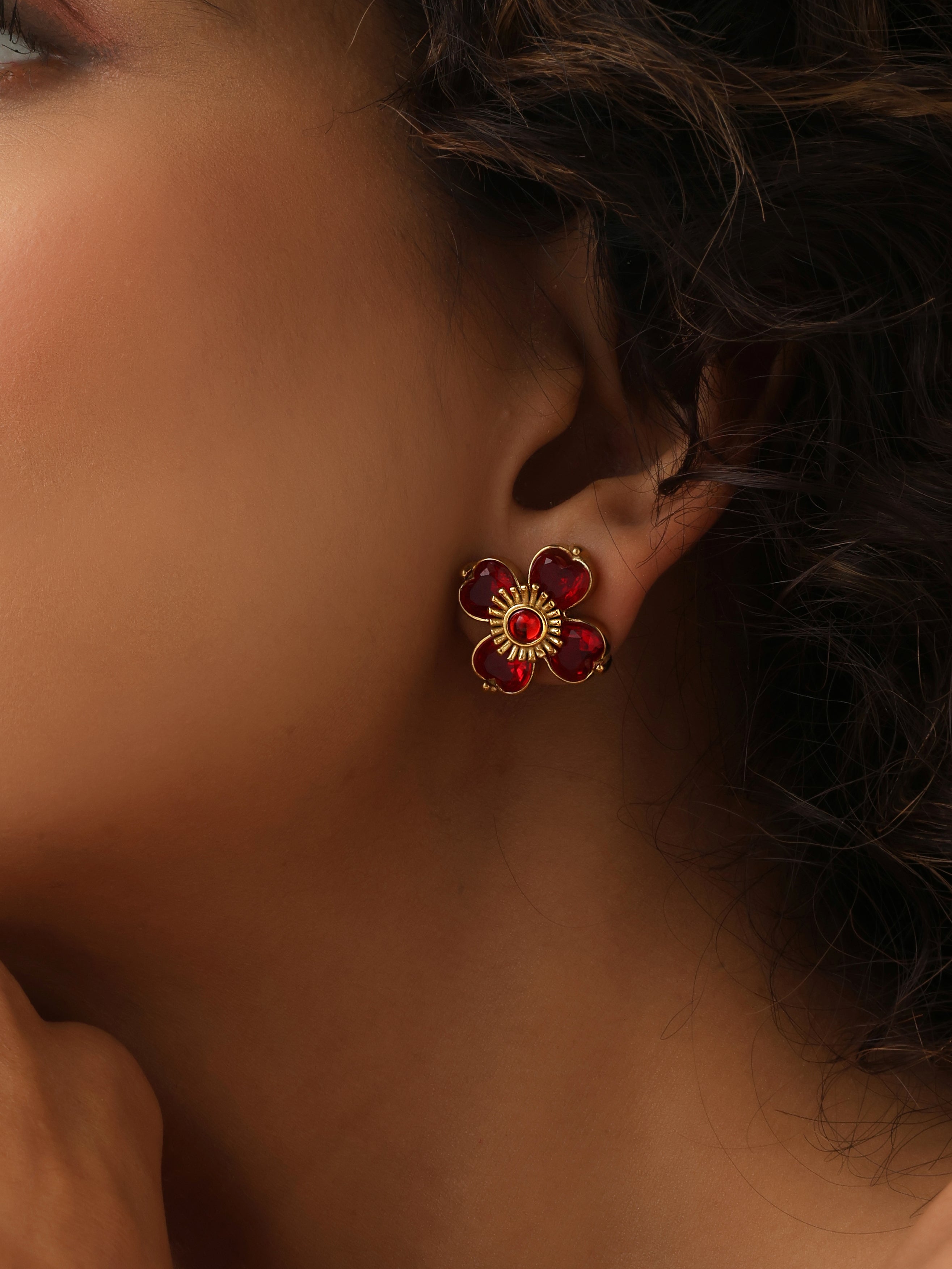 Red Petal Studs