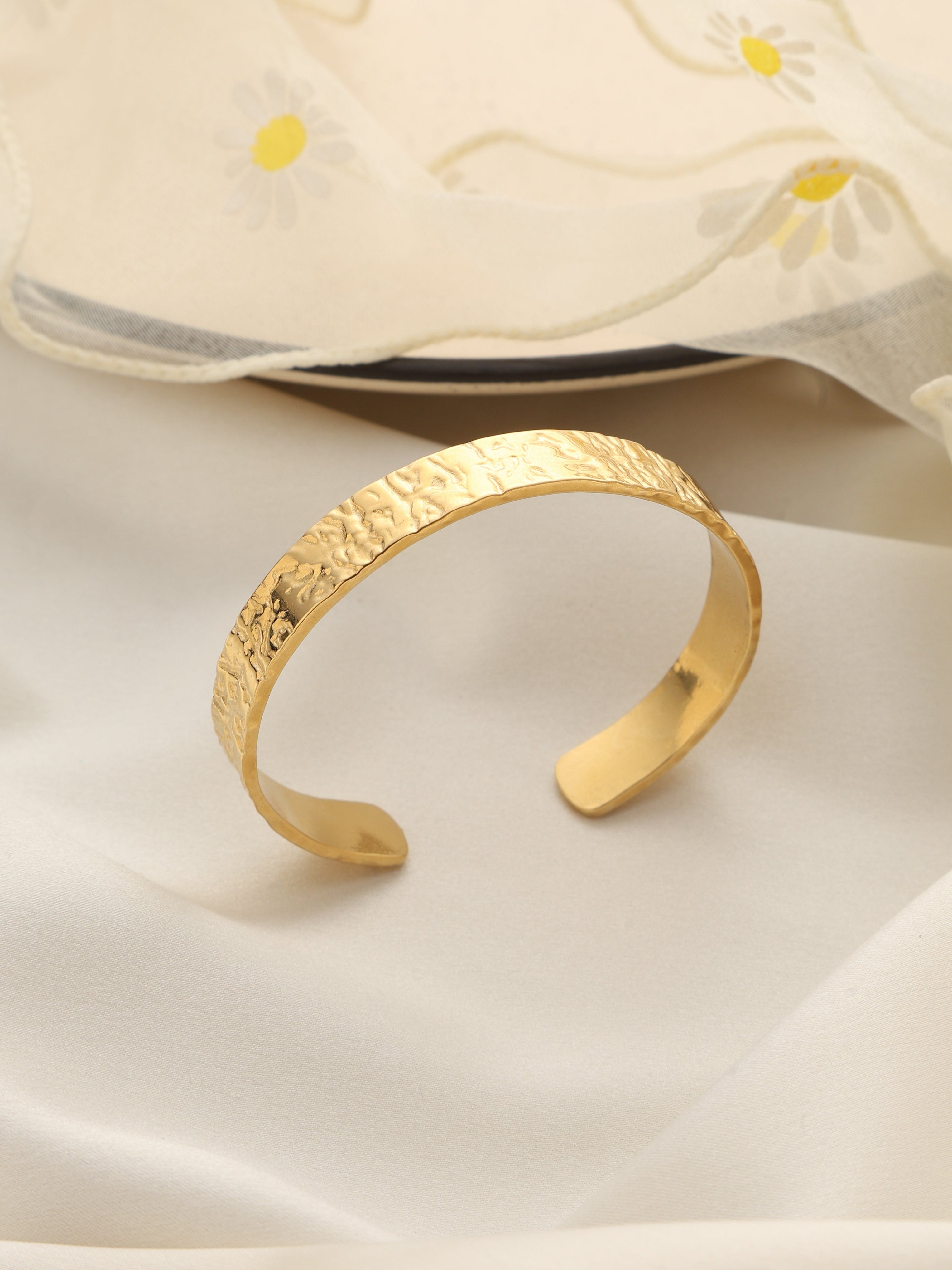 Hammered Gold Cuff Bangle