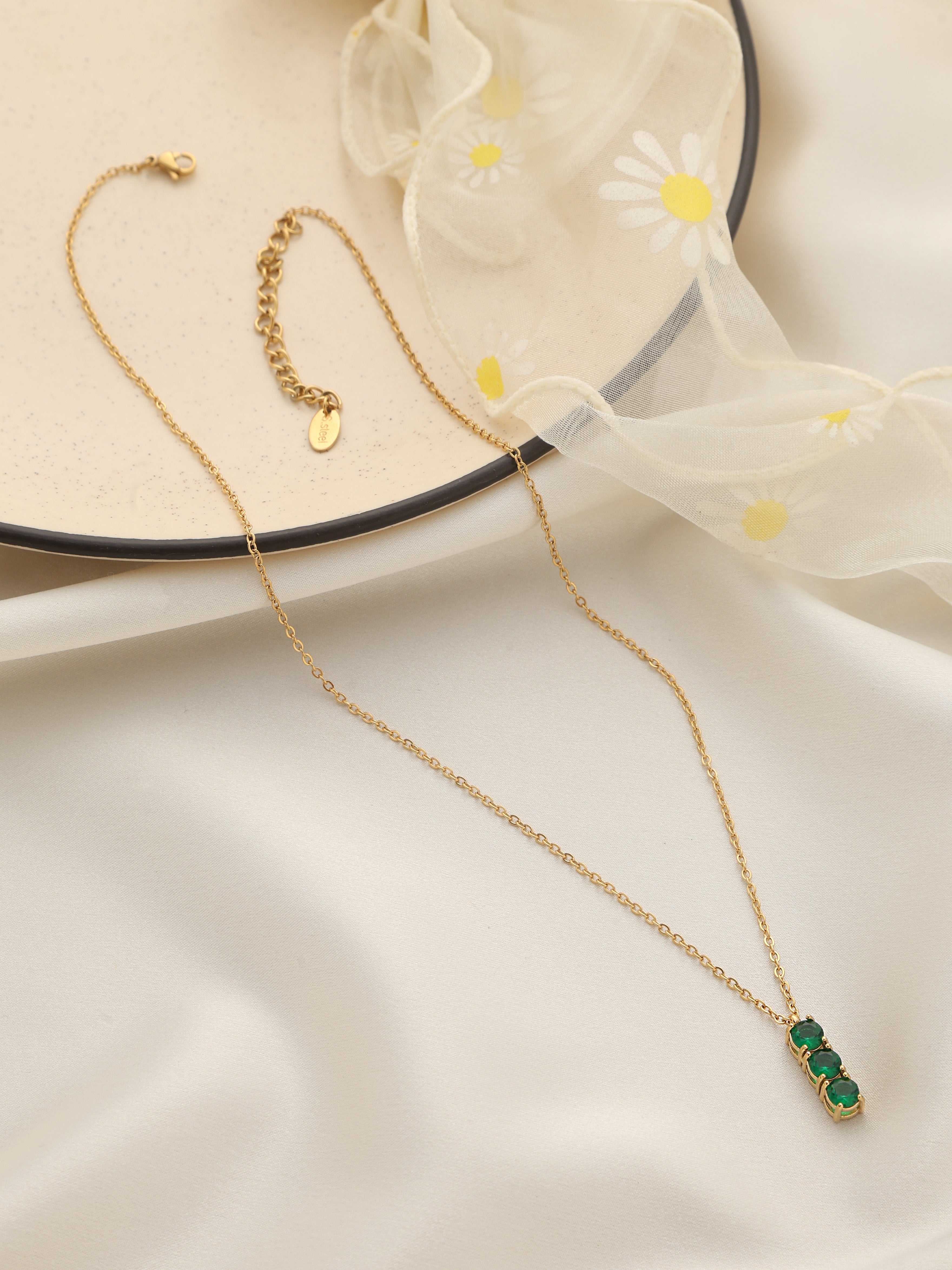 Minimalist Emerald Necklace