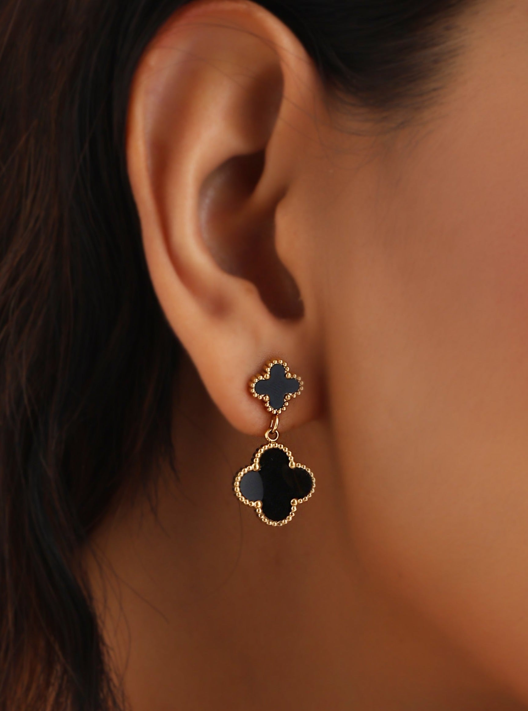 Black Clover Leaf Earrings