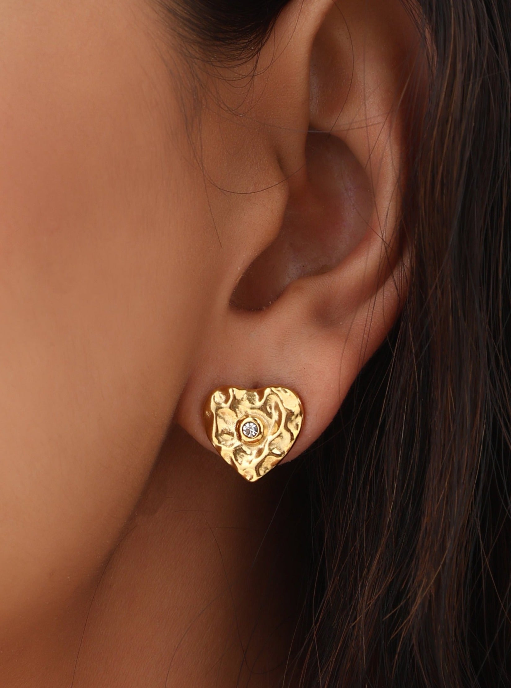Hammered Heart Studs
