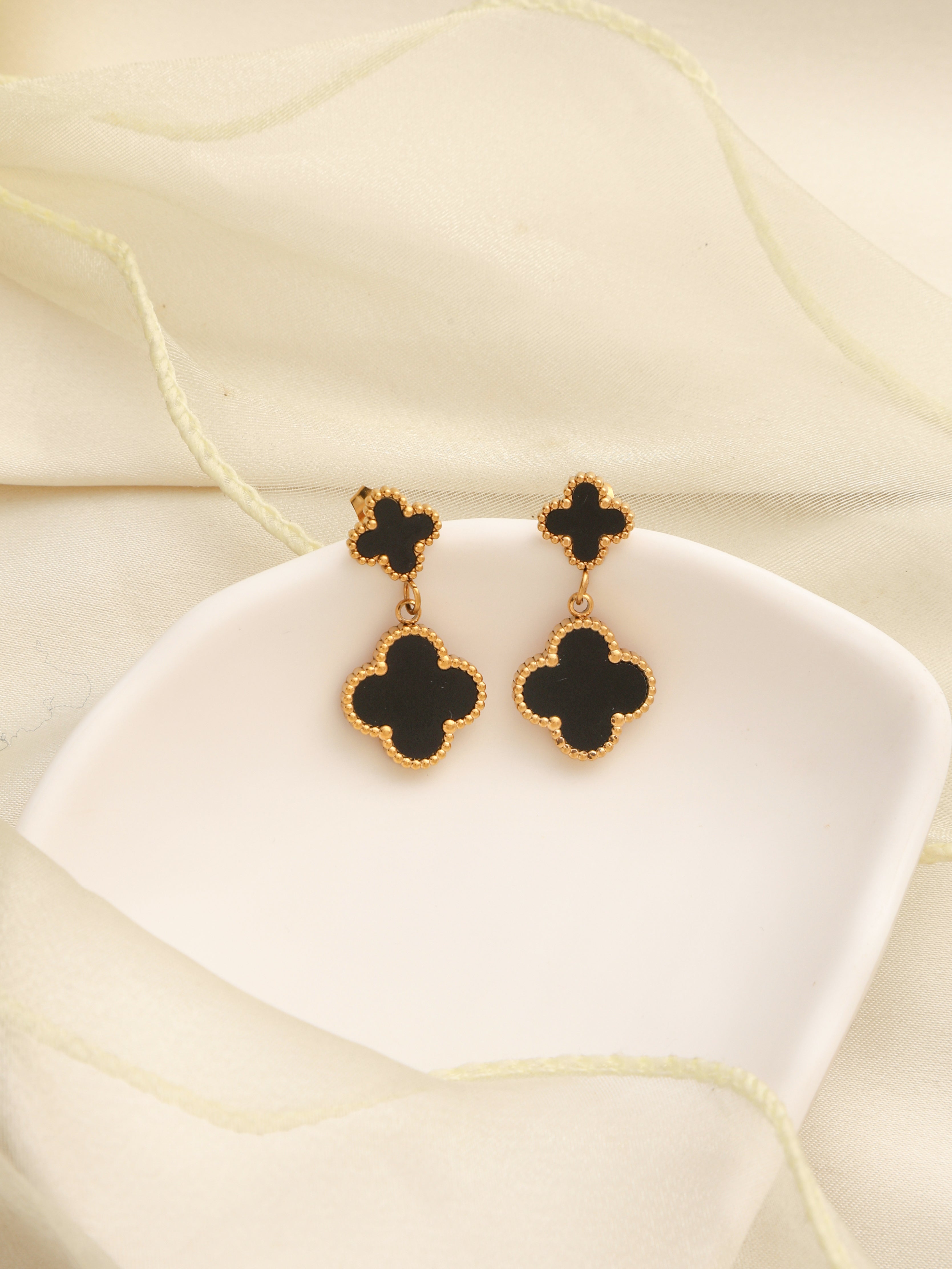 Black Clover Leaf Earrings