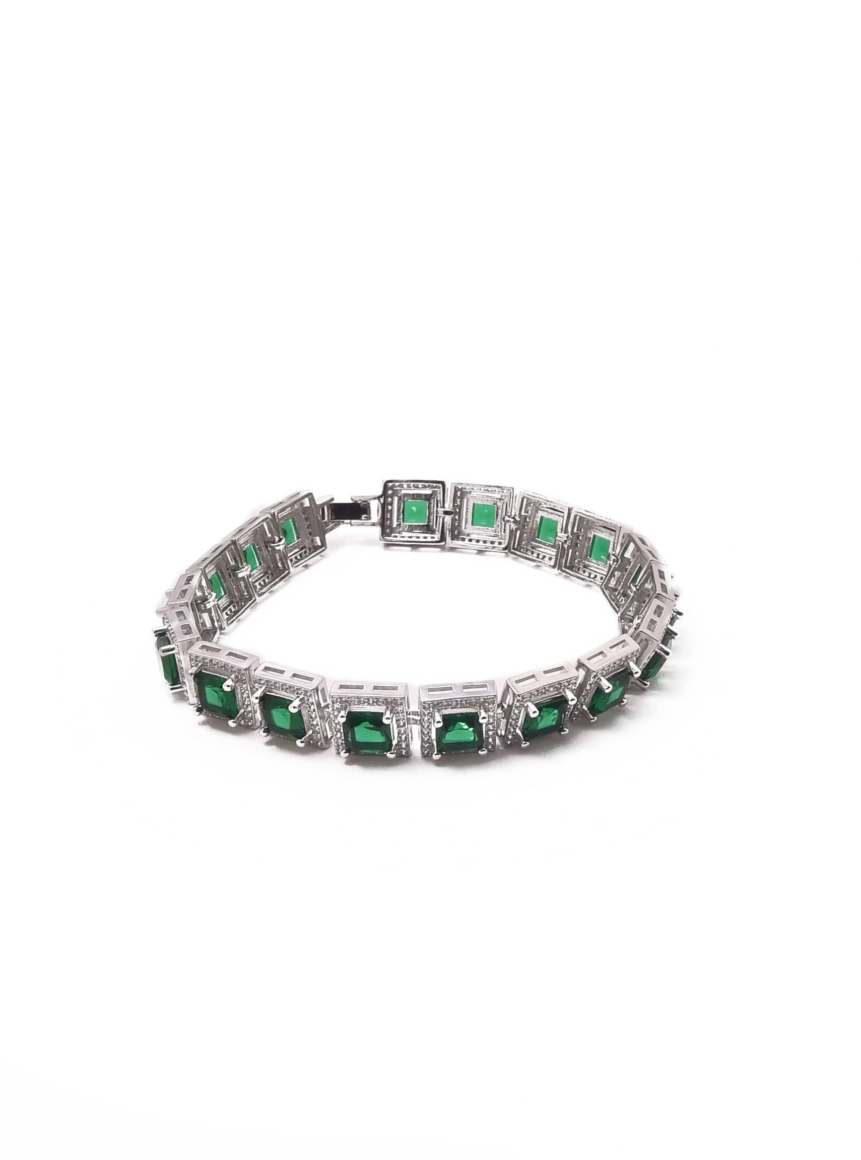 Marlowe White Enamel Bracelet with Emerald Green Cubic Zirconia |  Extraordinary Jewels | V by Laura Vann – V By Laura Vann