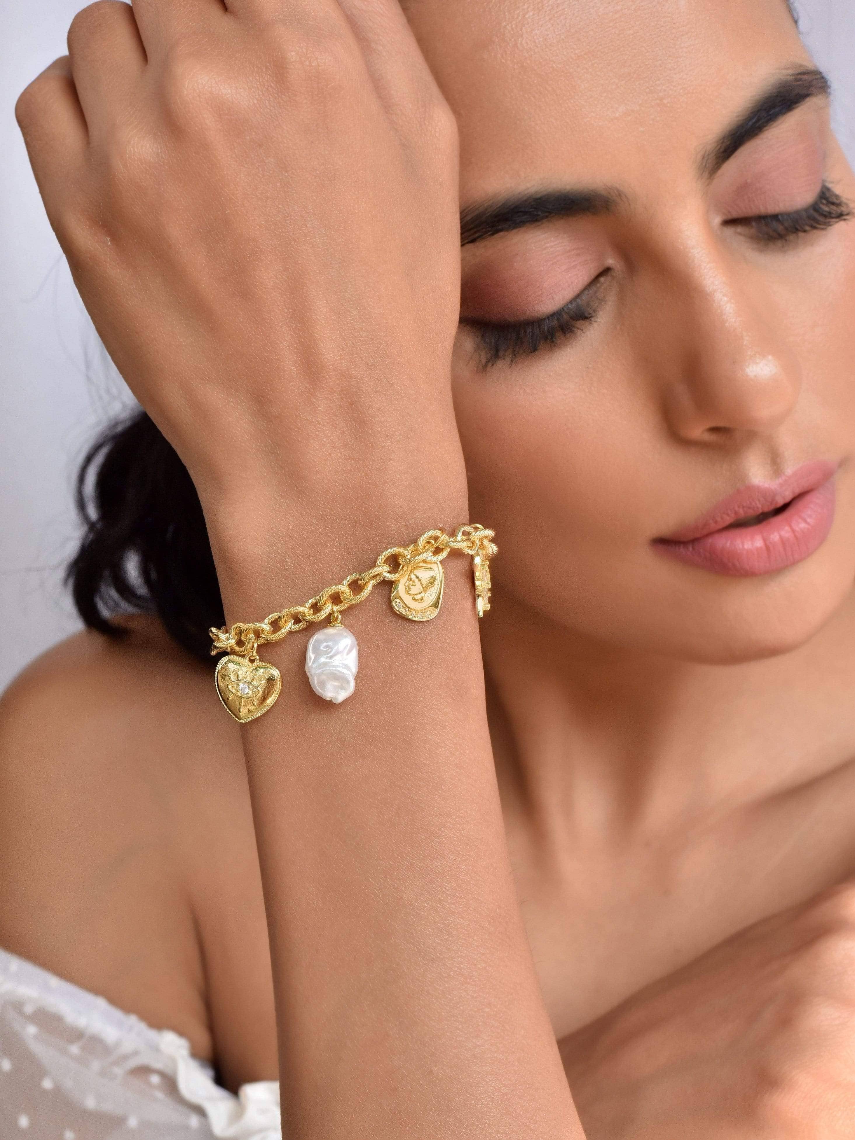 Buy ONVOL Crystal Pearl Charm Bracelet For Men & Women Online at Best  Prices in India - JioMart.