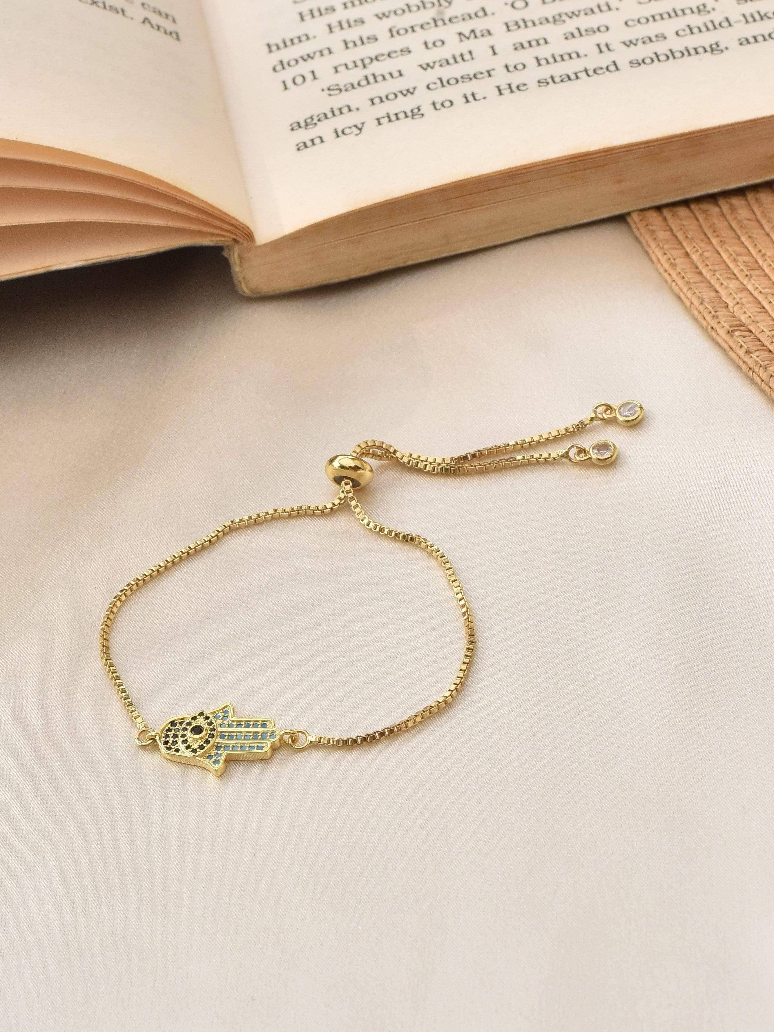 Gold Hamsa Bracelet with Sapphire – Vivien Frank Designs