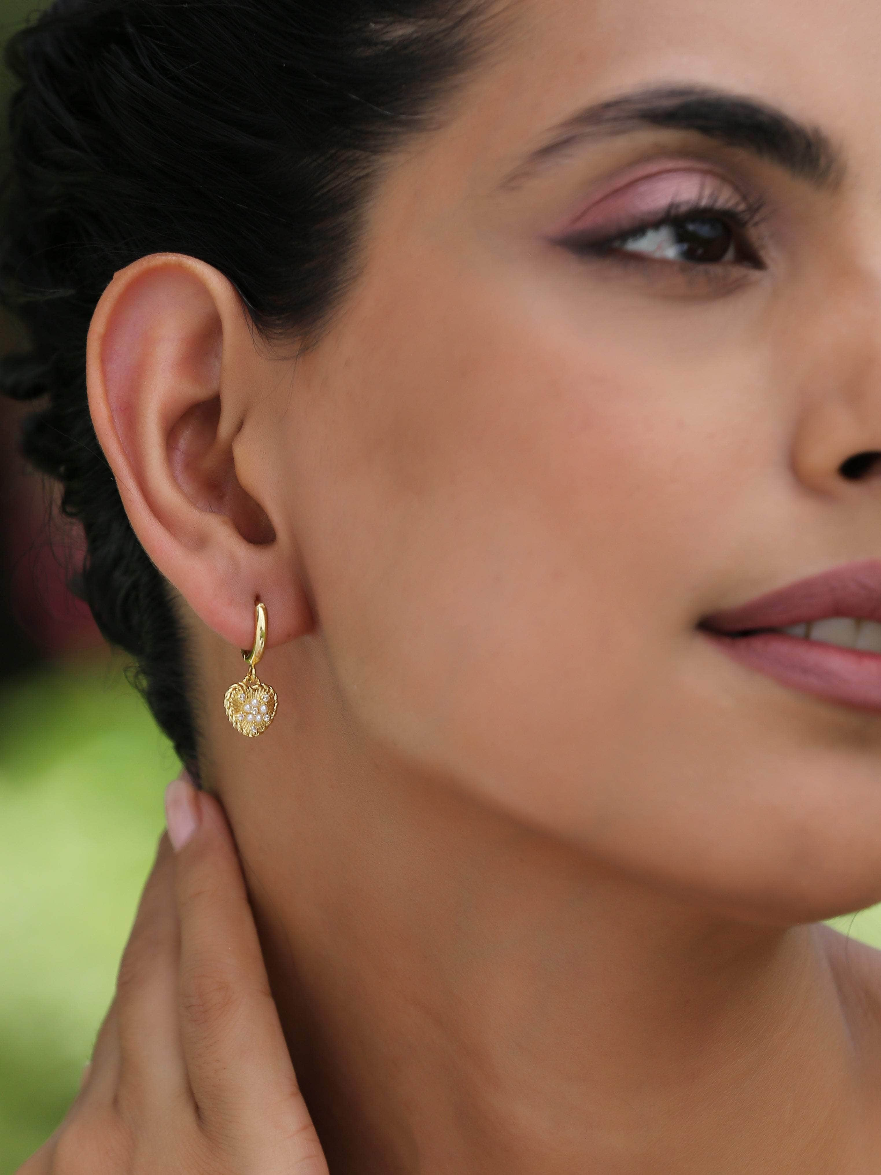 Pearl Hoop Earrings | Contemporary Indo-Western Design | 22K Gold