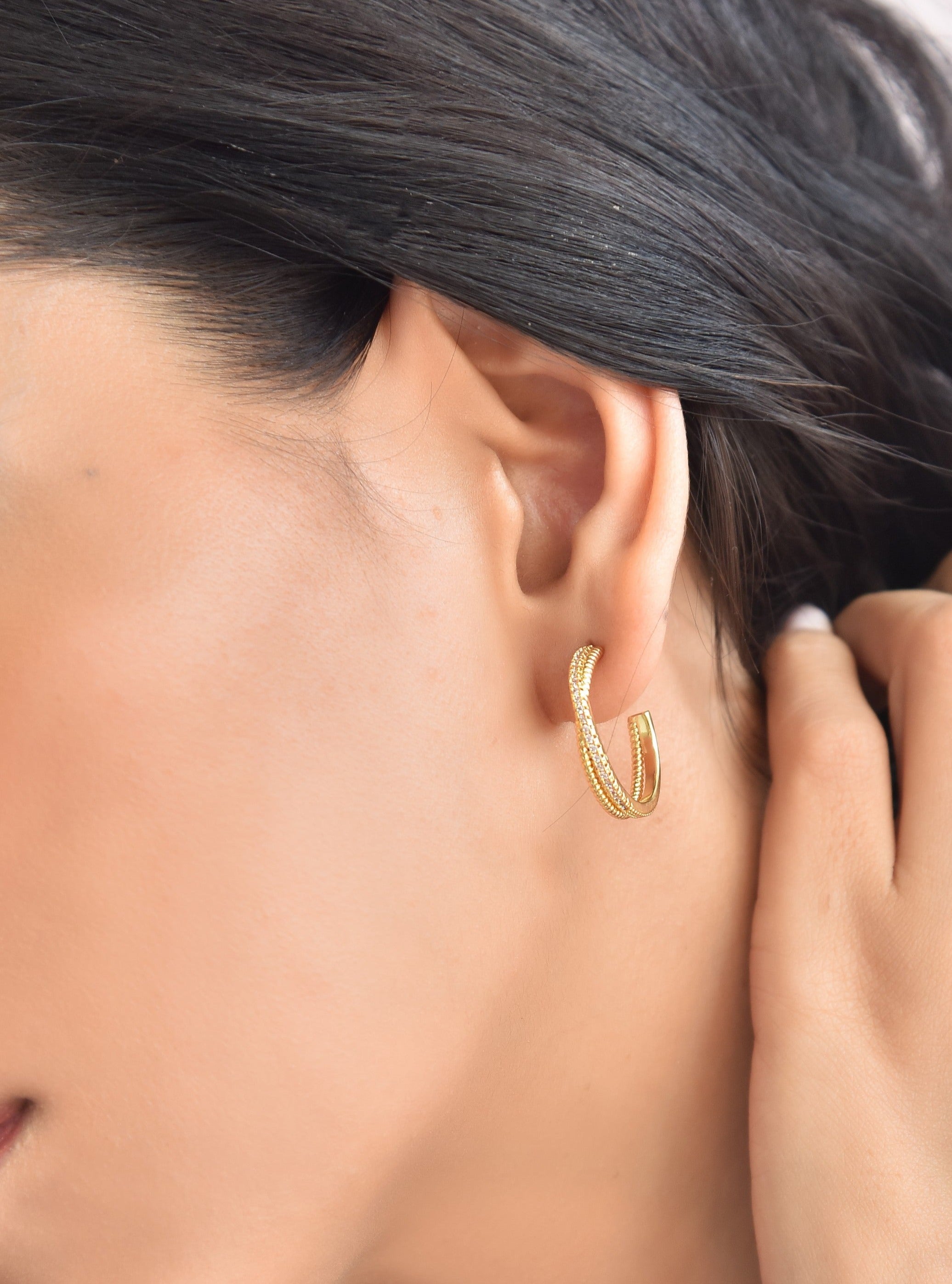 Buy Croissant Earrings Small Hoop Earrings Twisted Hoop Stud Earrings  Silver Earrings Minimalist Earring Gold Earrings Best Friend Gift Mom Gift  Online in India - Etsy