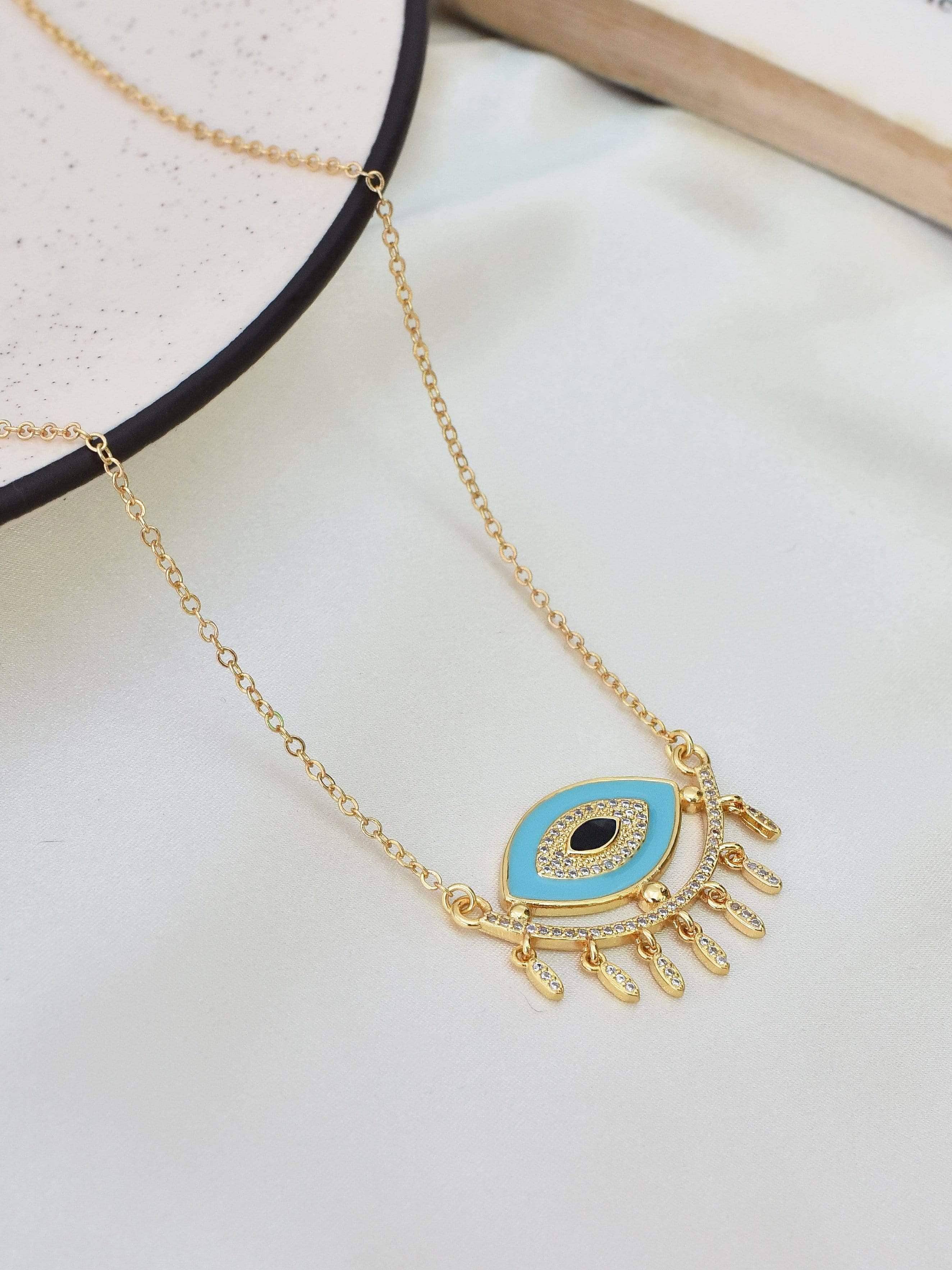 Buy Rose Gold Evil Eye Necklace, Turkish Evil Eye, Evil Eye Pendant, Evil  Eye Necklace, Evil Eye Charm, Evil Eye Jewelry, Protection Necklace Online  in India - Etsy