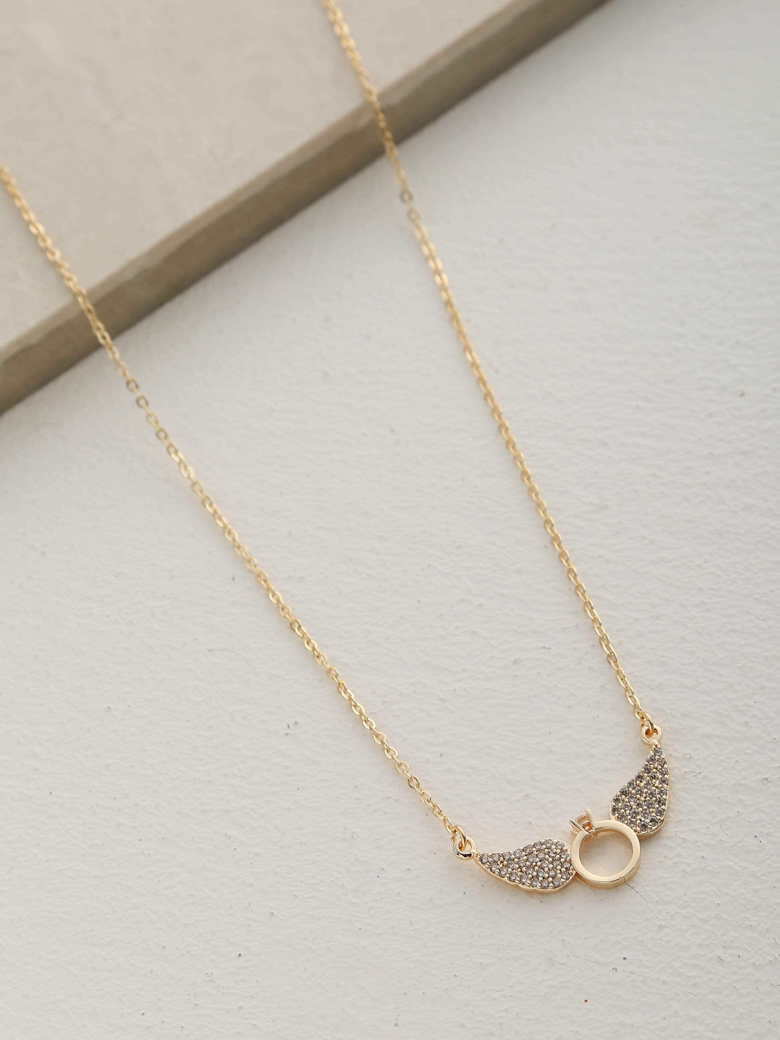 Gold Angel Wing Necklace Personalized with Birthstone – Darleen Meier  Jewelry