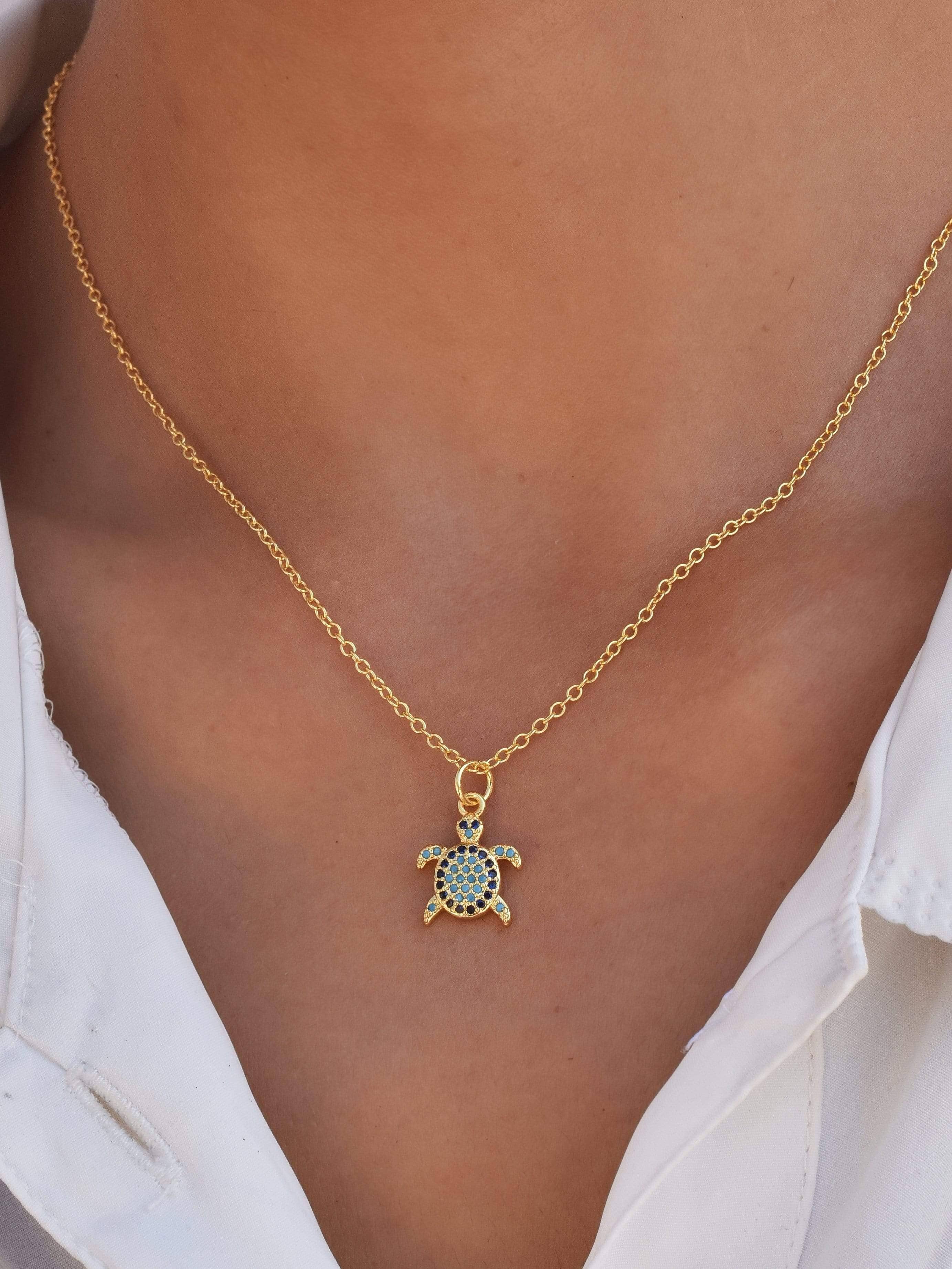 HUAIYU 925-Sterling-Silver Cute Sea Turtle Necklace - India | Ubuy